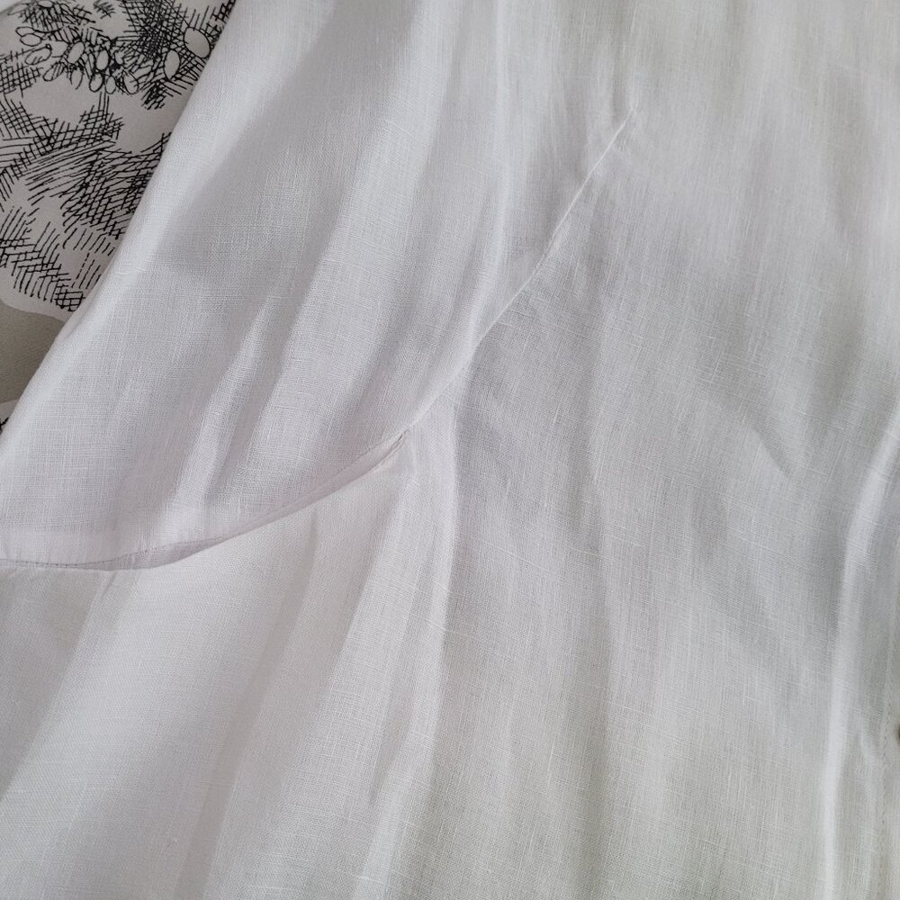 Sigrid Olsen Oversize White Linen Button-Up Blous… - image 6